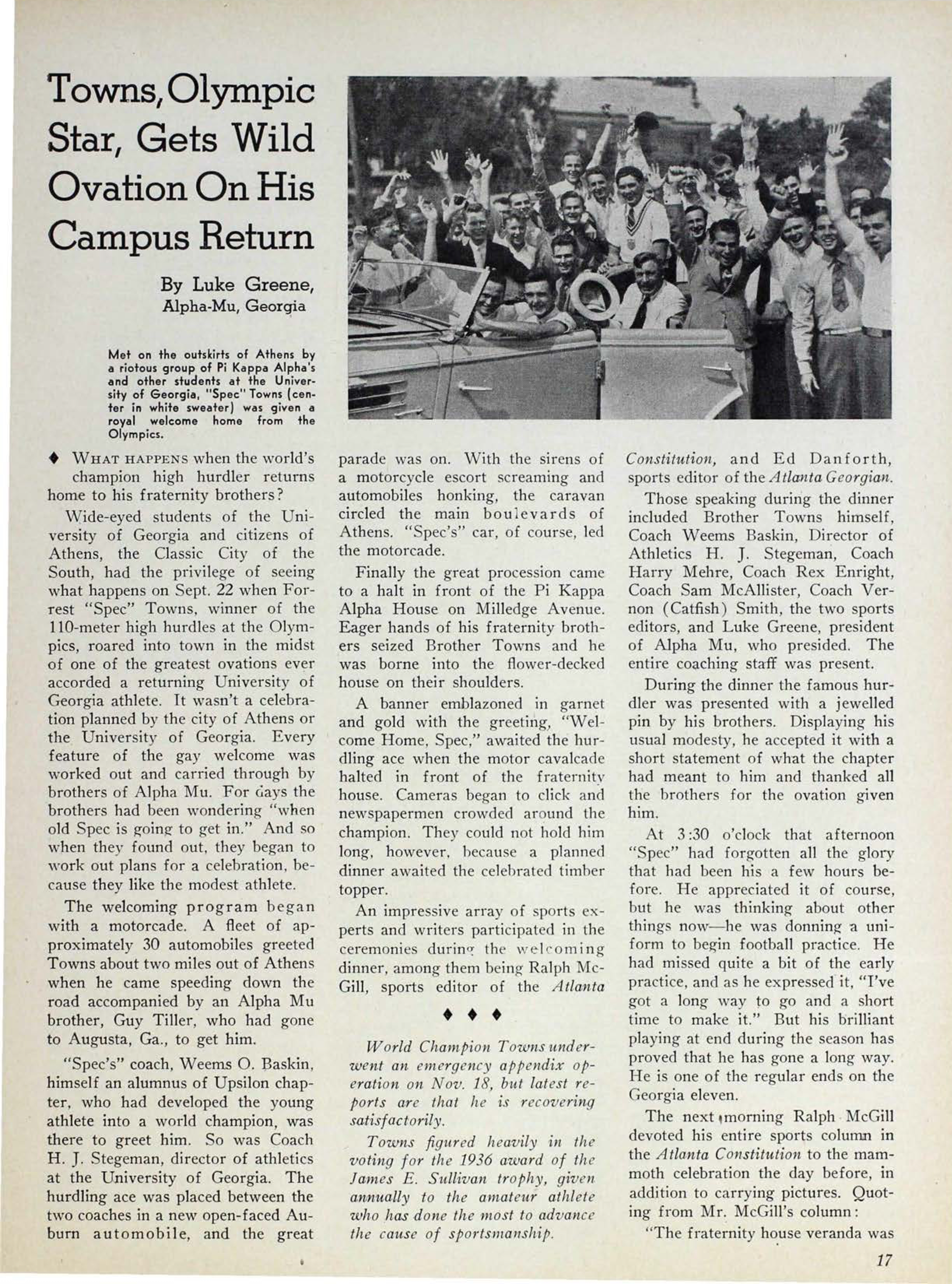 Towns, Olympic Star, Gets Wild Ovation On His Campus Return